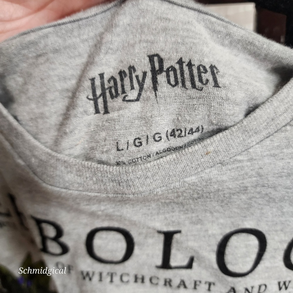 Harry Potter Herbology Hogwarts Graphic T-Shirt Gray Botanical Plants Large - Picture 3 of 4